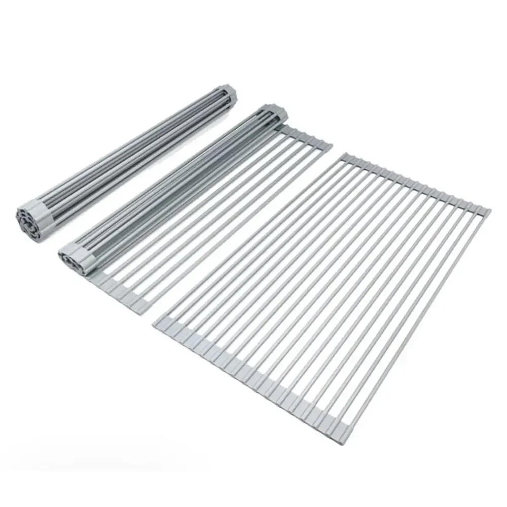 Sorbus Roll Up Dish Drying Rack Gray Silicone Heat Resistant 20x13